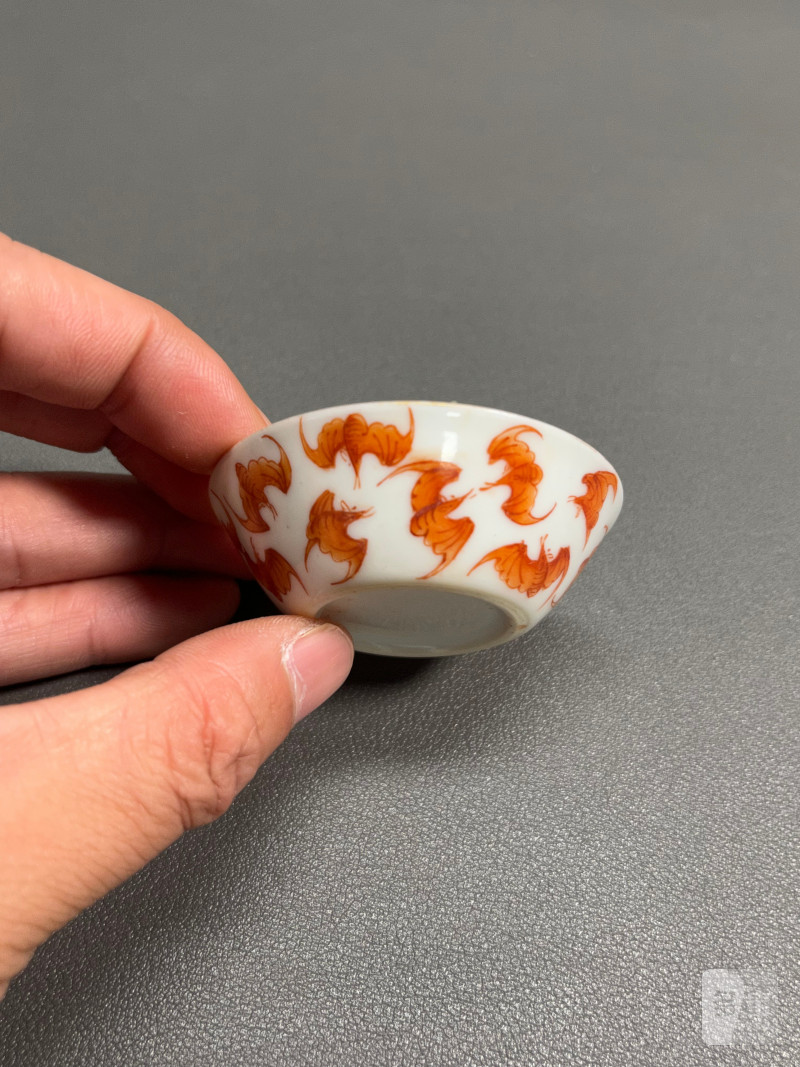 清同治  矾红彩洪福齐天纹套杯 - 图32